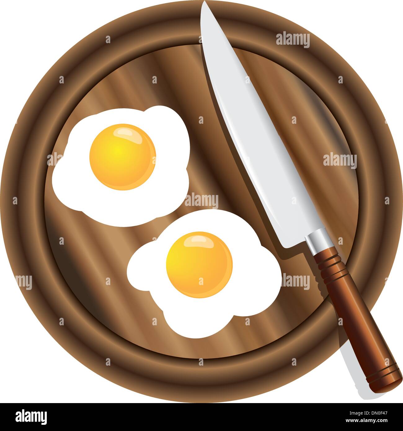 Wooden kitchen board and eggs Stock Vector
