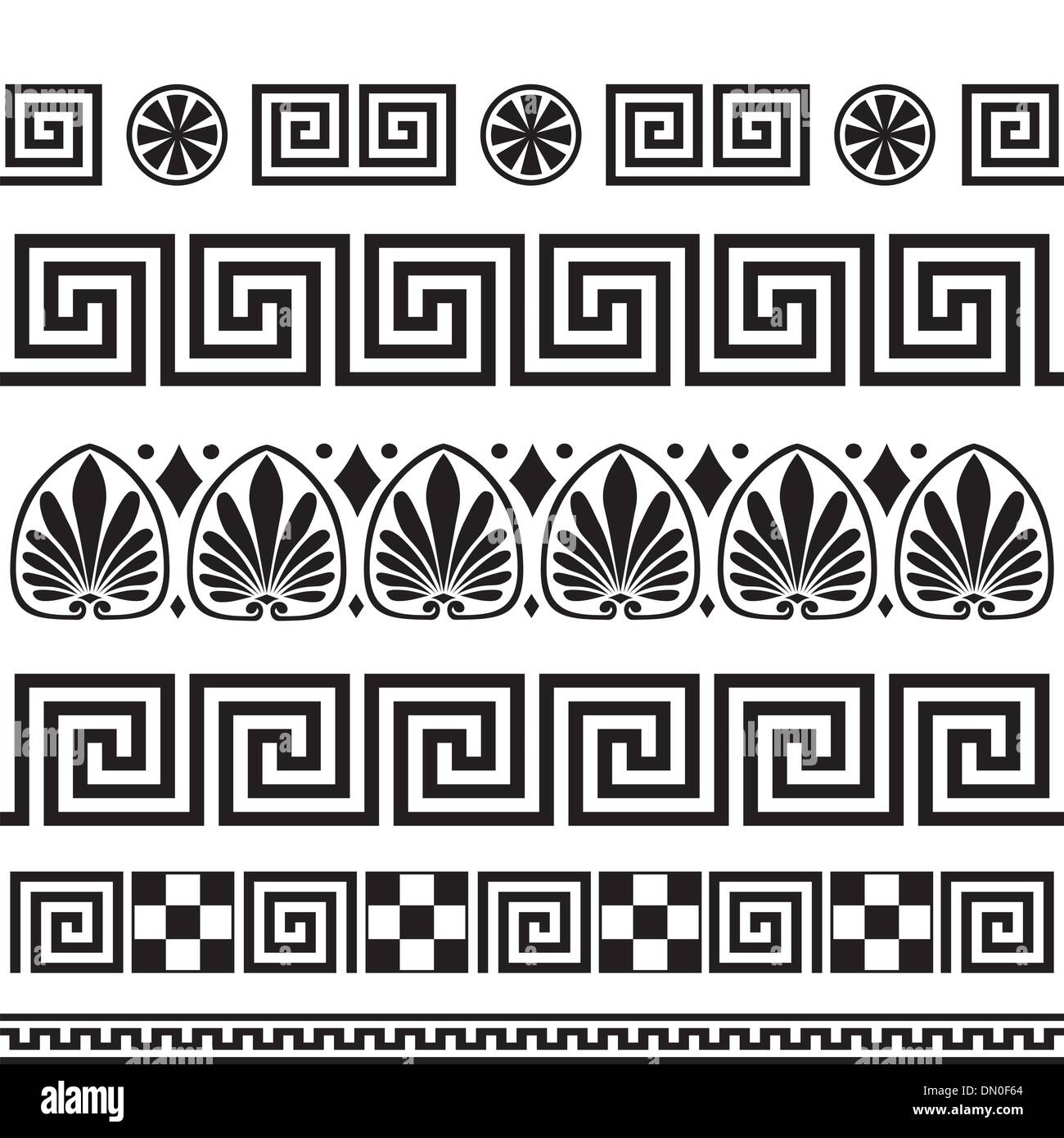 Set of vector greek borders Stock Vector Art & Illustration, Vector