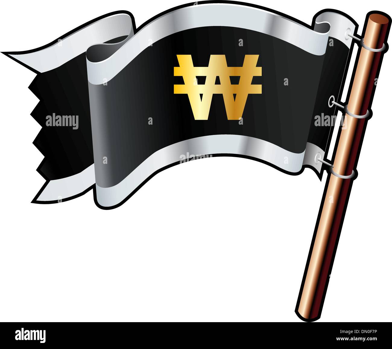 Korean Won pirate flag Stock Vector