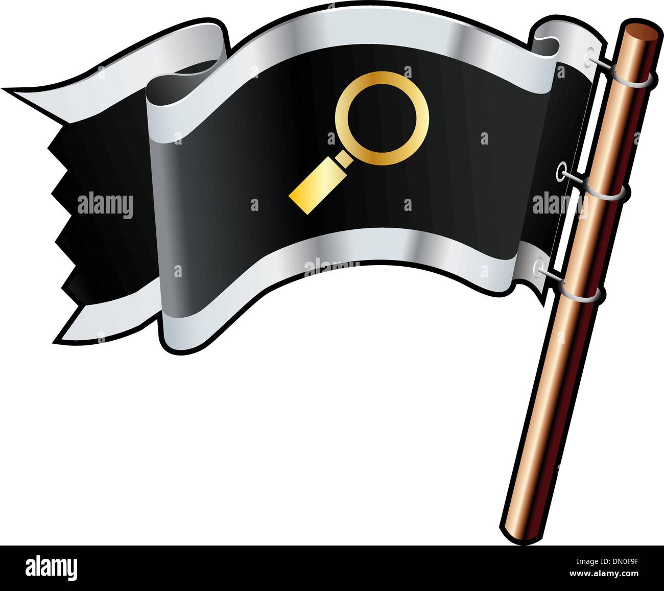 Magnifying glass pirate flag Stock Vector
