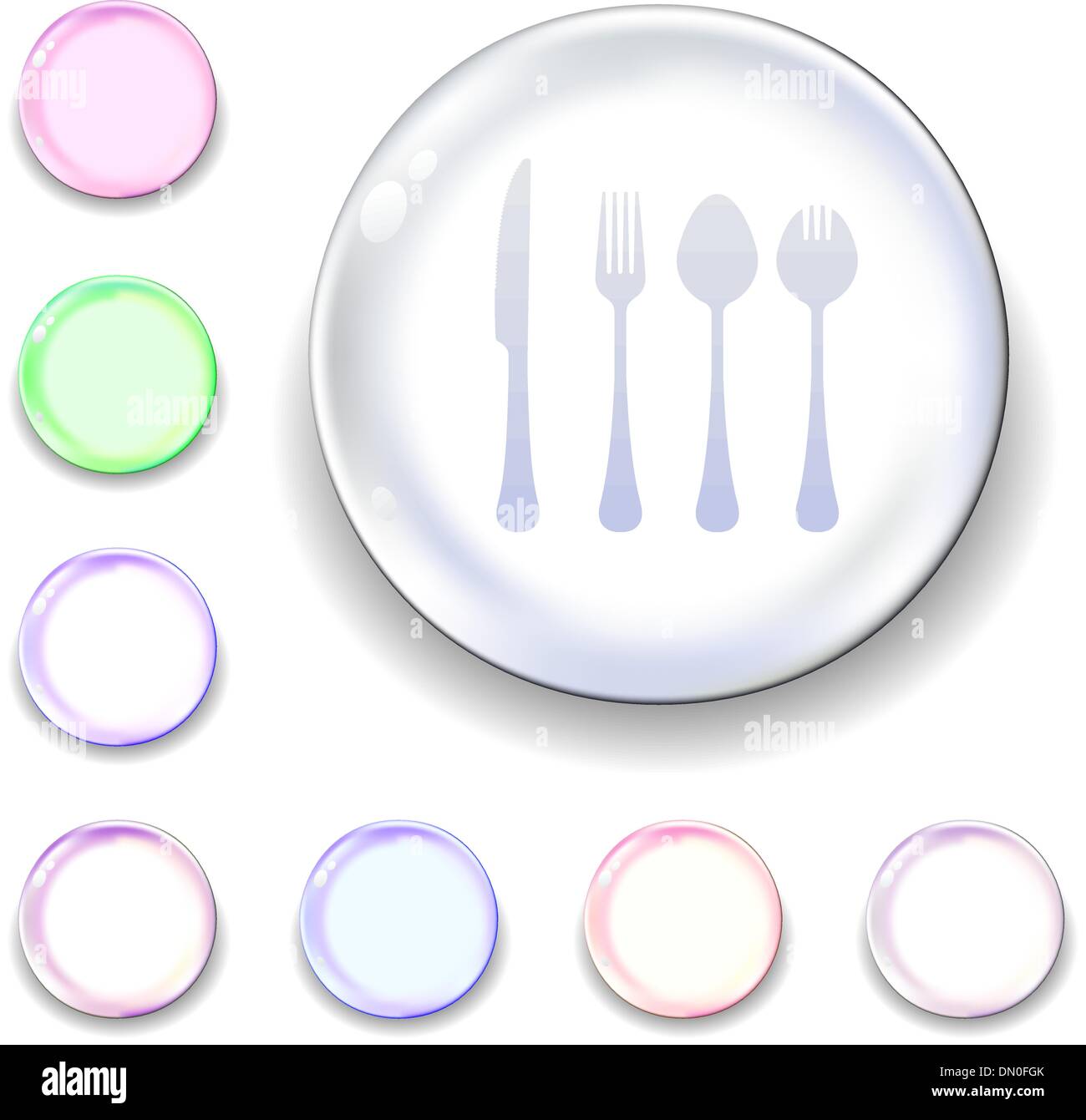 Eating utensils glass orb icon Stock Vector