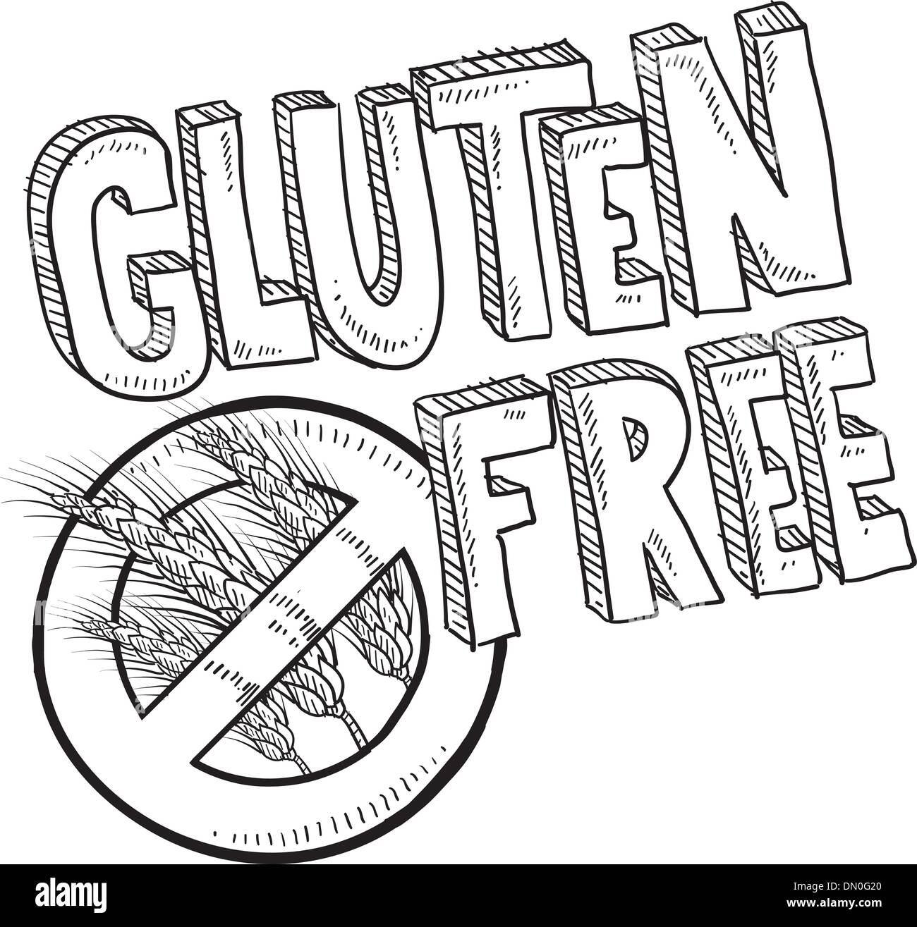 Gluten free food label sketch Stock Vector