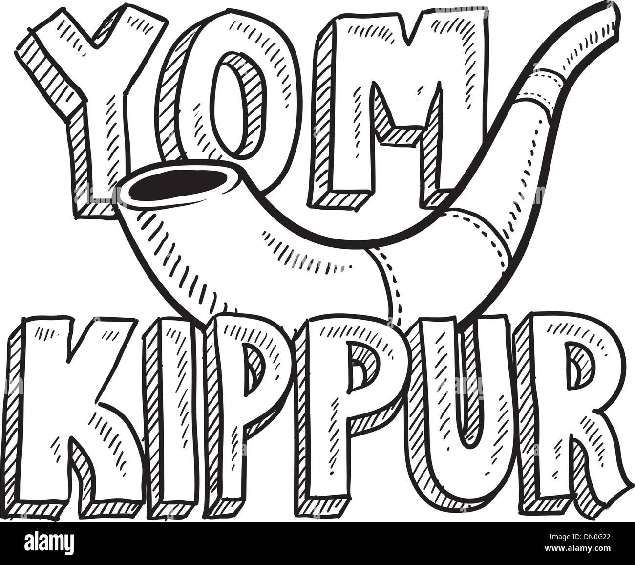 Yom Kippur Jewish holiday sketch Stock Vector