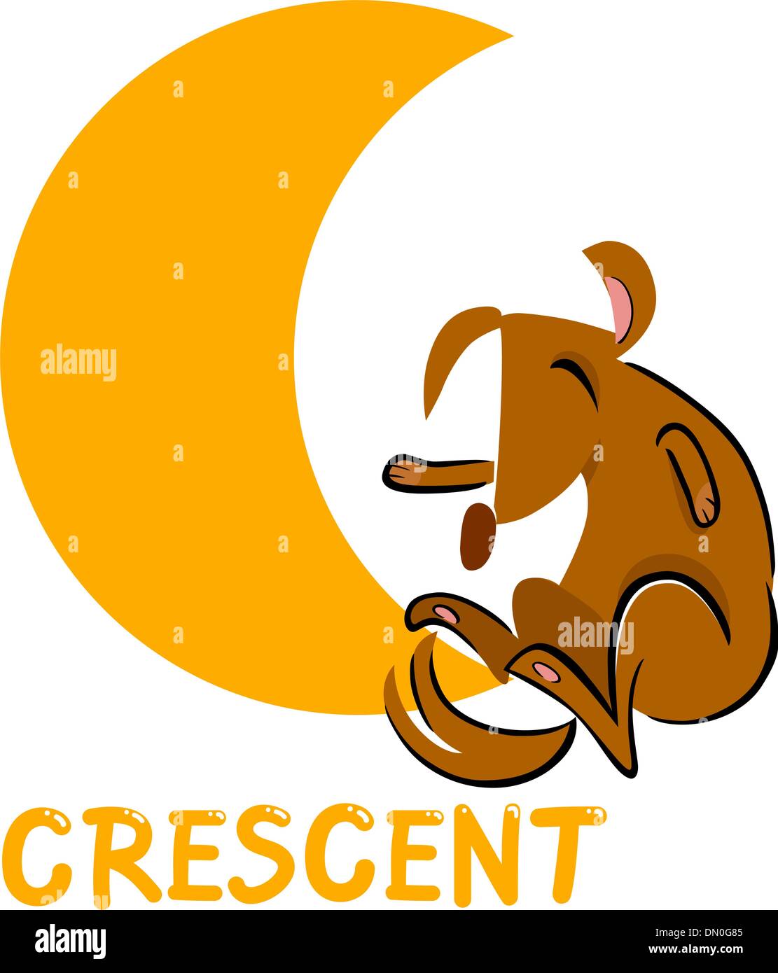 crescent shape with cartoon dog Stock Vector