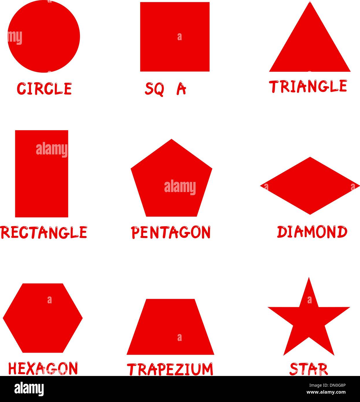 Basic Geometric Shapes with Captions Stock Vector