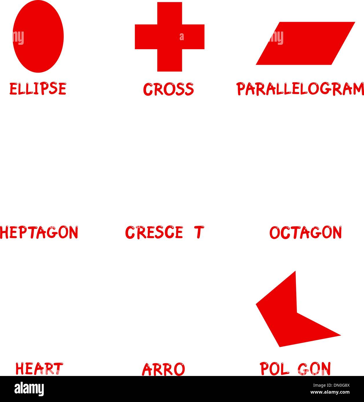 Basic Geometric Shapes with Captions Stock Vector