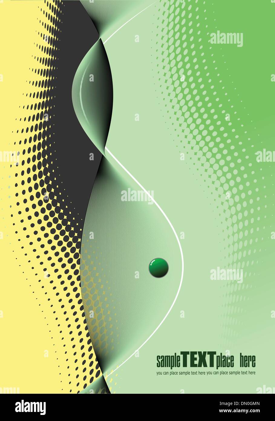 Green-yellow-black abstract wave background. Vector illustratio Stock ...