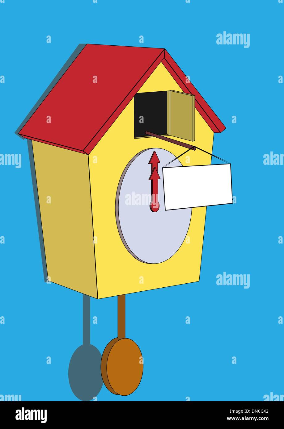 cuckoo clock with a sign Stock Vector