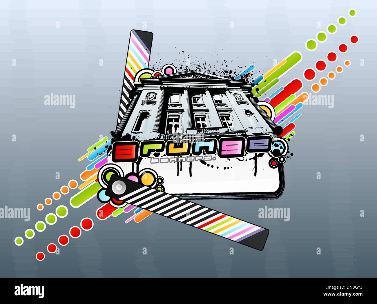 Grunge rainbow palace Stock Vector