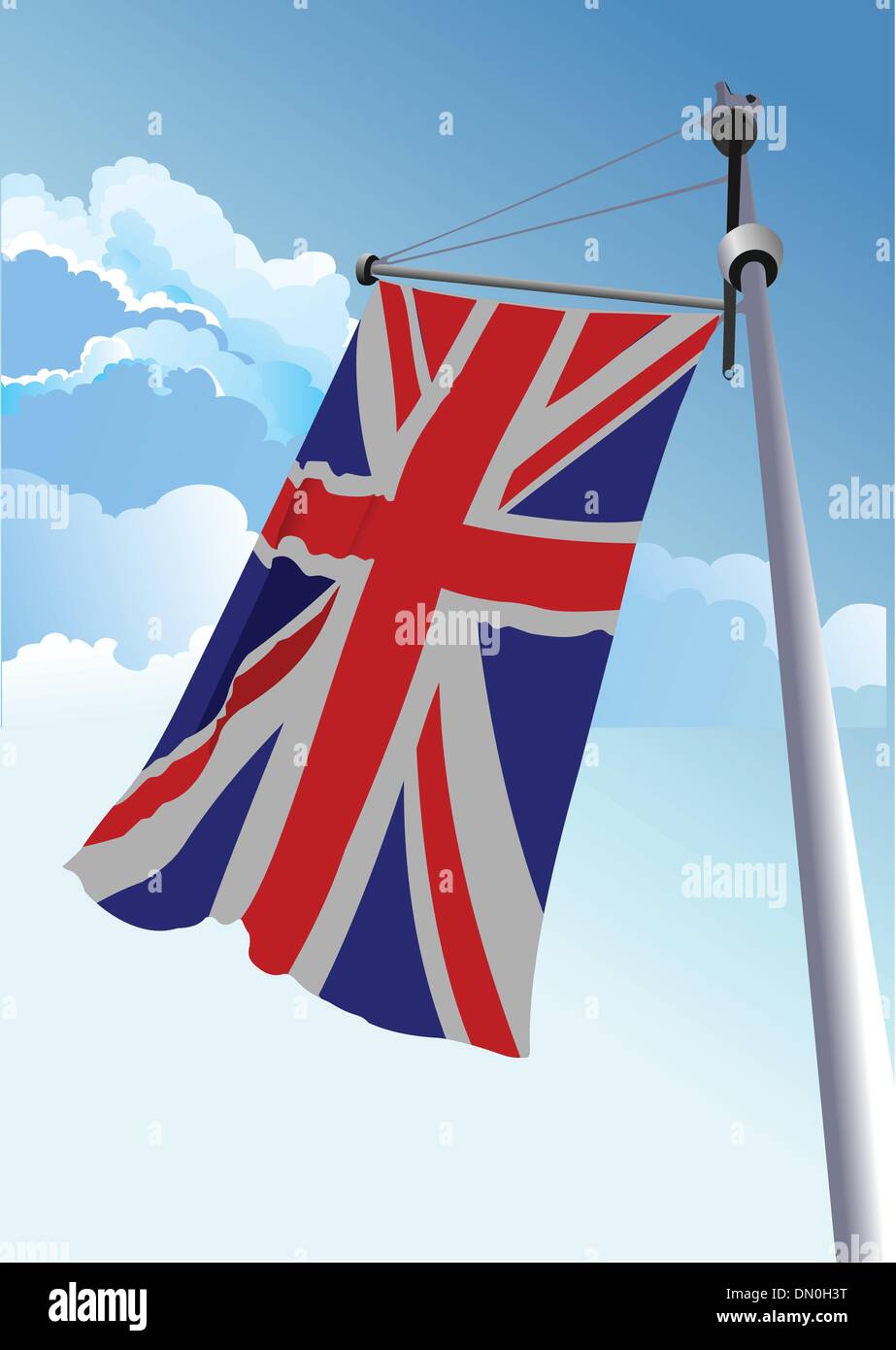 Vector stylish waving United Kingdom flag Stock Vector