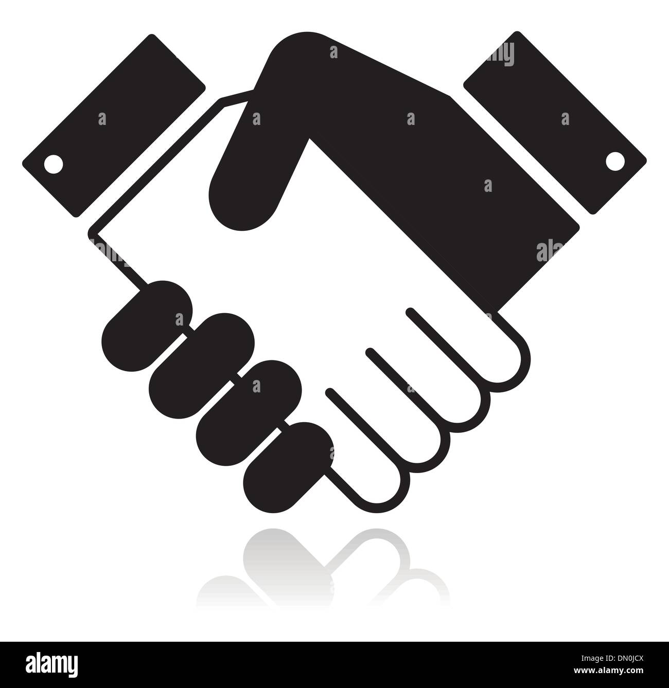 Handshake glossy black icon Stock Vector