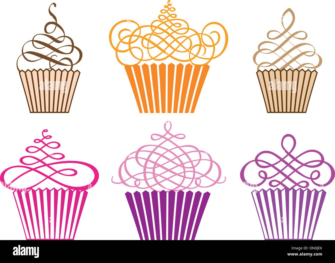 set of cupcakes, vector Stock Vector