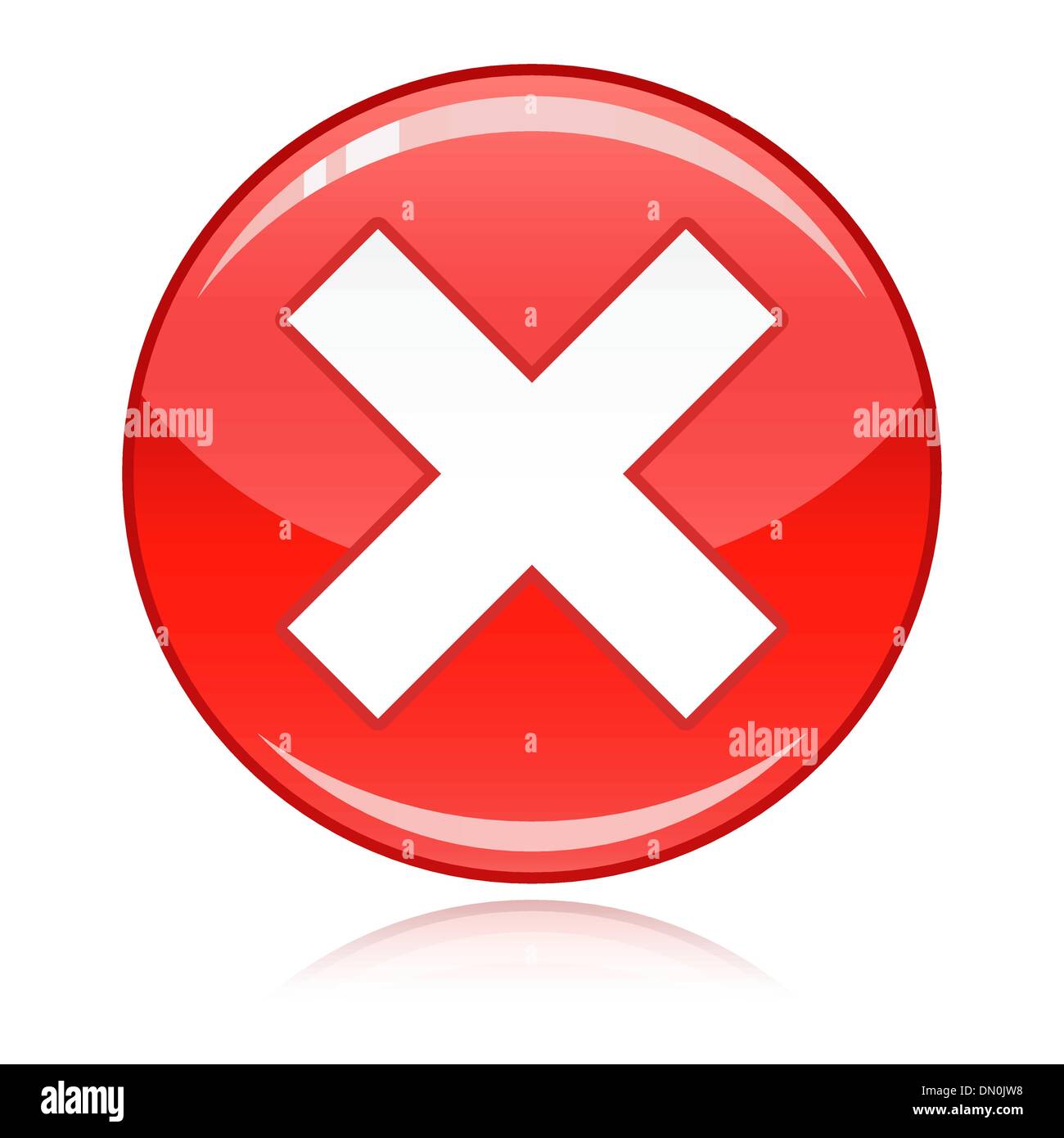 Red cross button - refuse, wrong answer, cancel Stock Vector