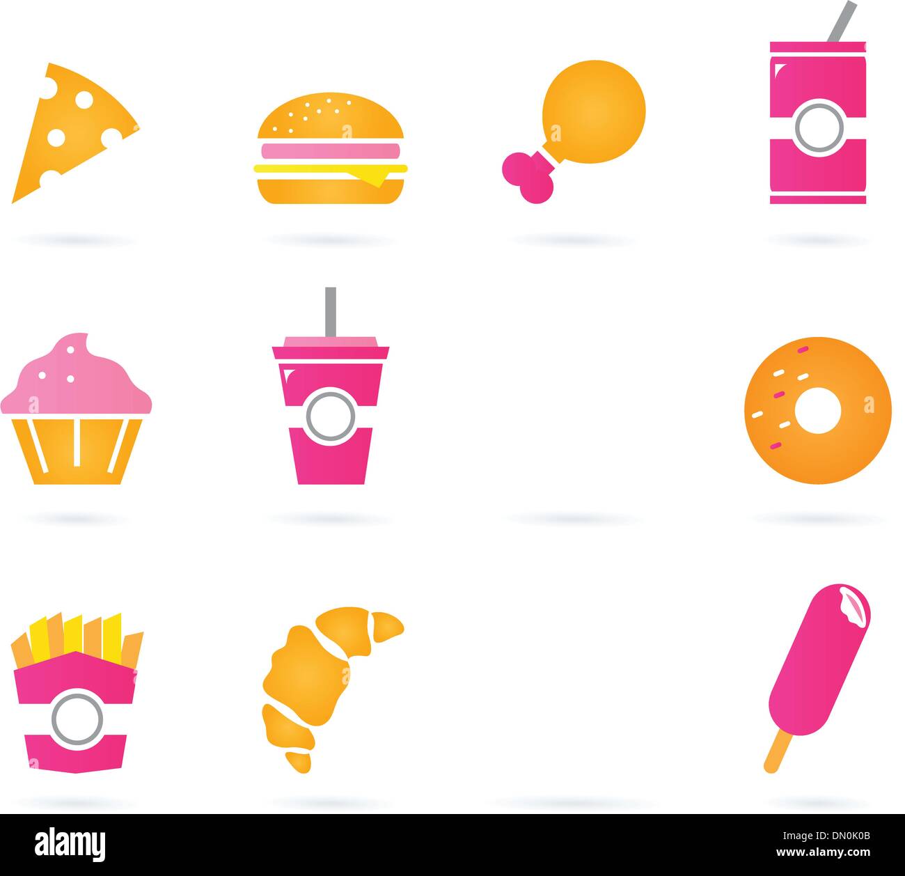 Unhealthy food icons isolated on white Stock Vector