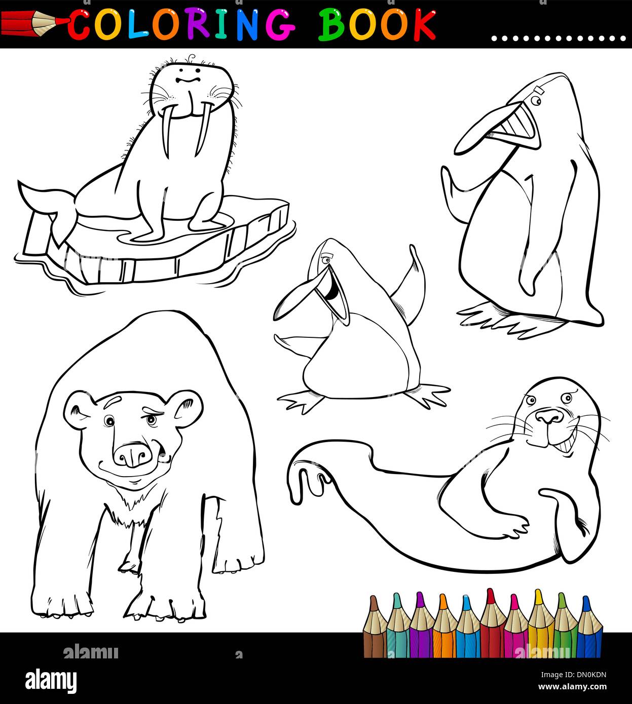 Animals for Coloring Book or Page Stock Vector