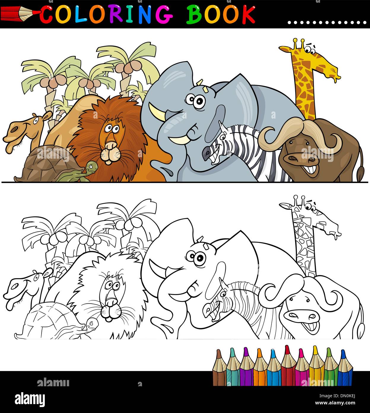 Wild Safari Animals for Coloring Stock Vector Image & Art - Alamy