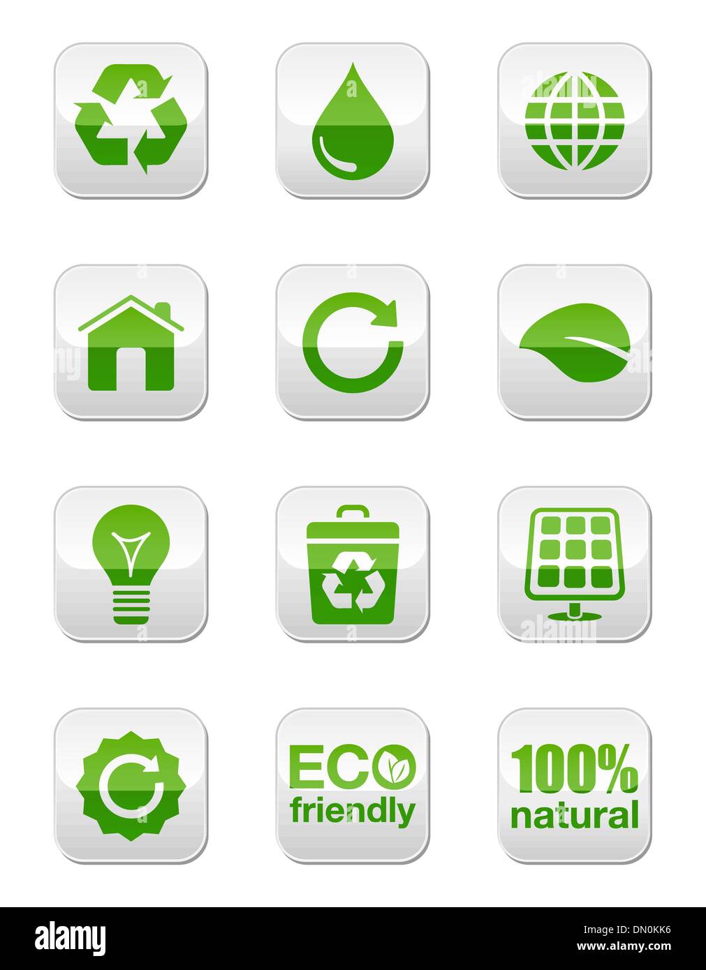 Eco green icons on Cut Out Stock Images & Pictures - Alamy