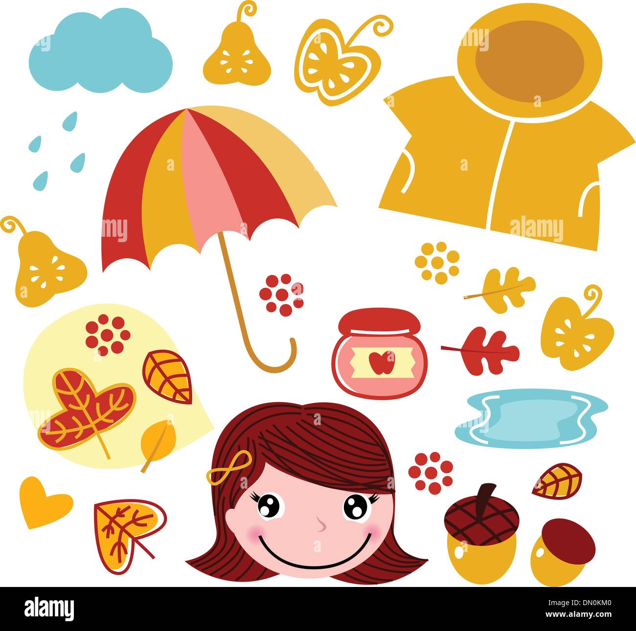 Autumn and nature elements set isolated on white Stock Vector Image ...