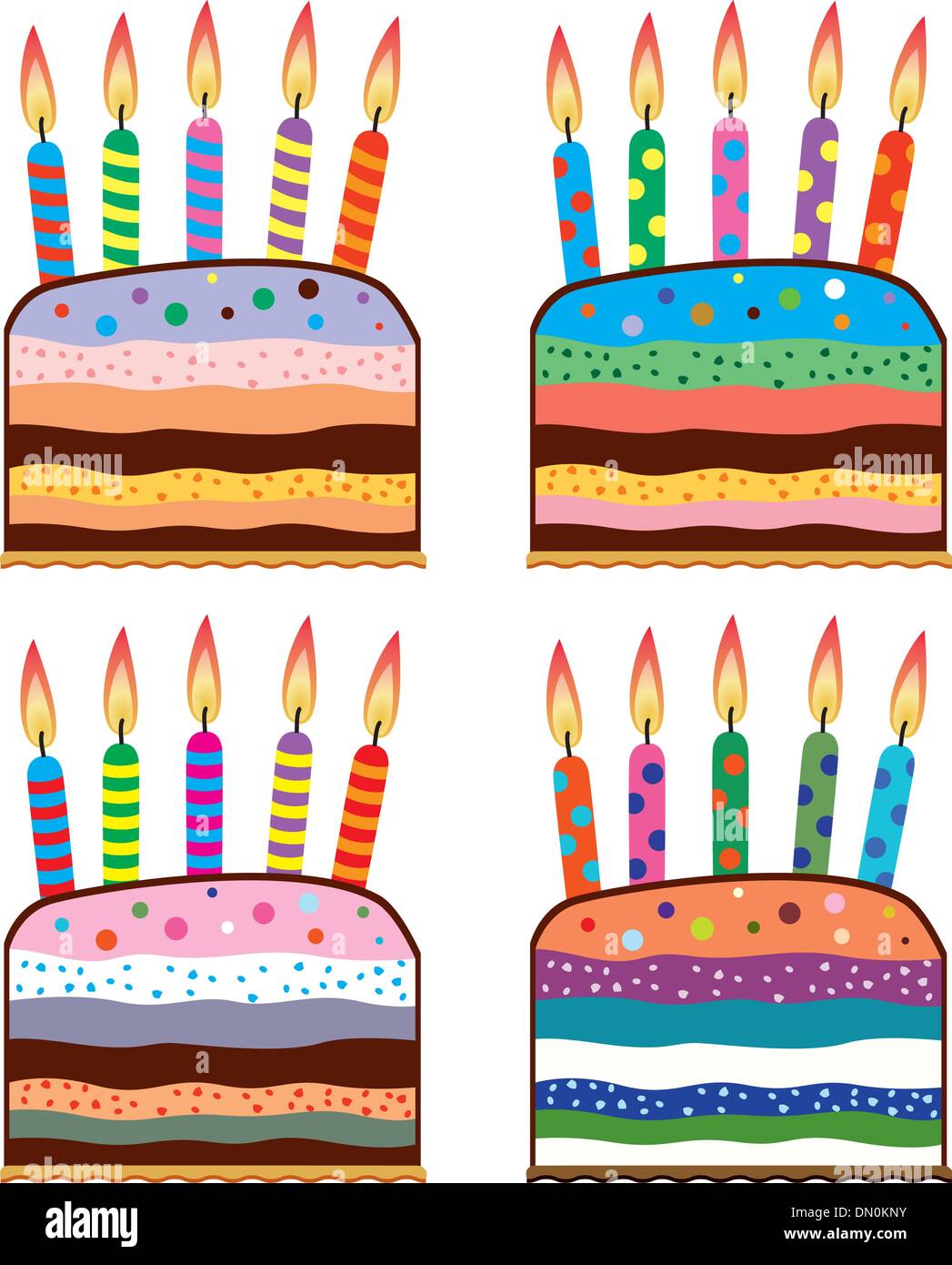 vector set of birthday cakes Stock Vector Image & Art - Alamy
