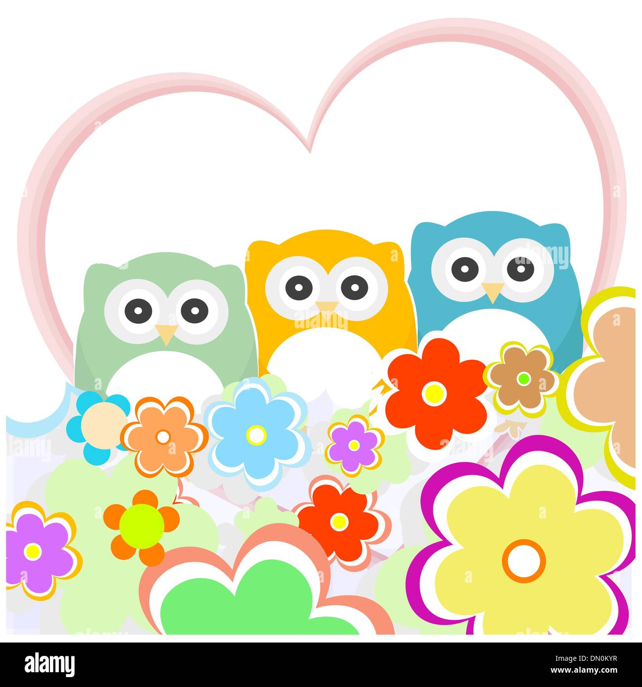 floral greeting card with owls Stock Vector Image & Art - Alamy