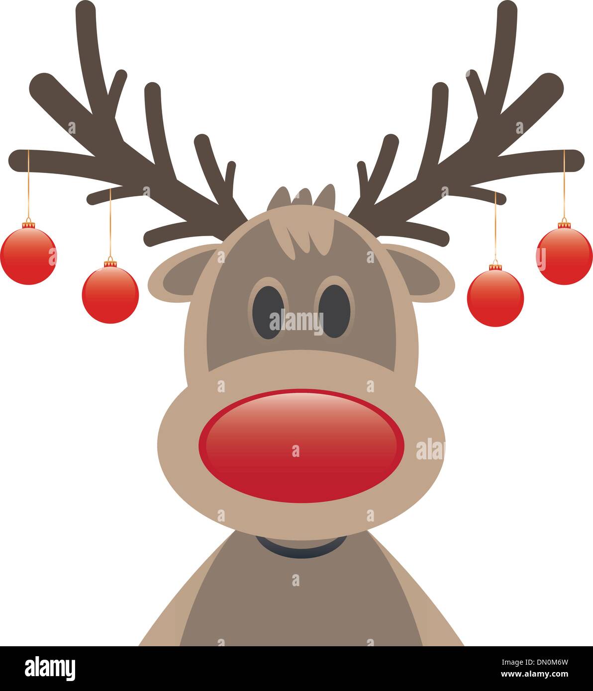 rudolph reindeer red nose christmas balls Stock Vector