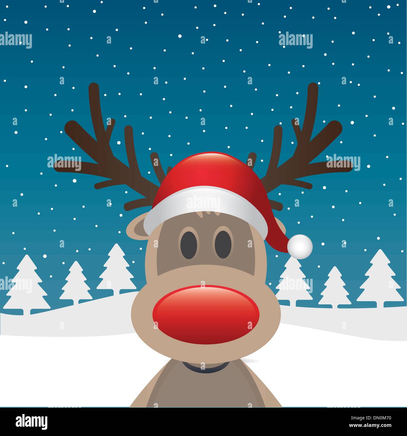 rudolph reindeer red nose and hat Stock Vector