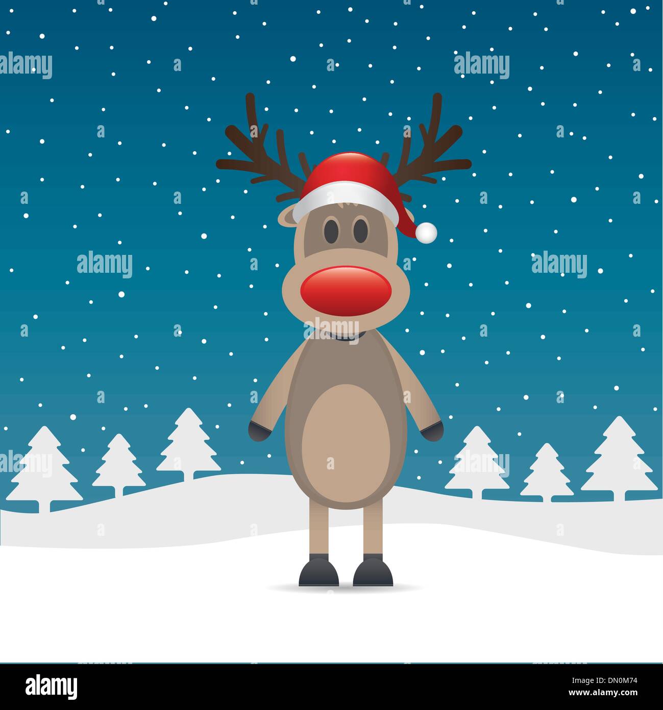 rudolph reindeer red nose and hat Stock Vector