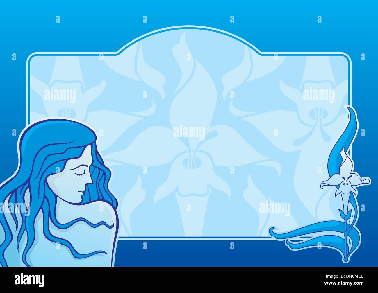 Blue spa girl horizontal Stock Vector