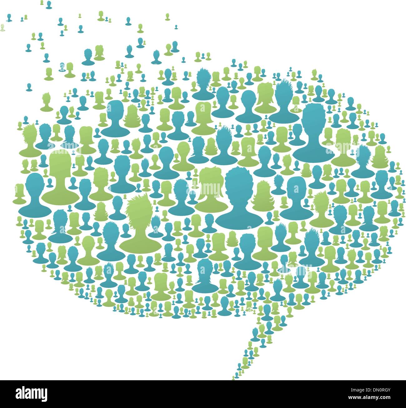 Speech bubble, composed from many people silhouettes. Social net Stock Vector