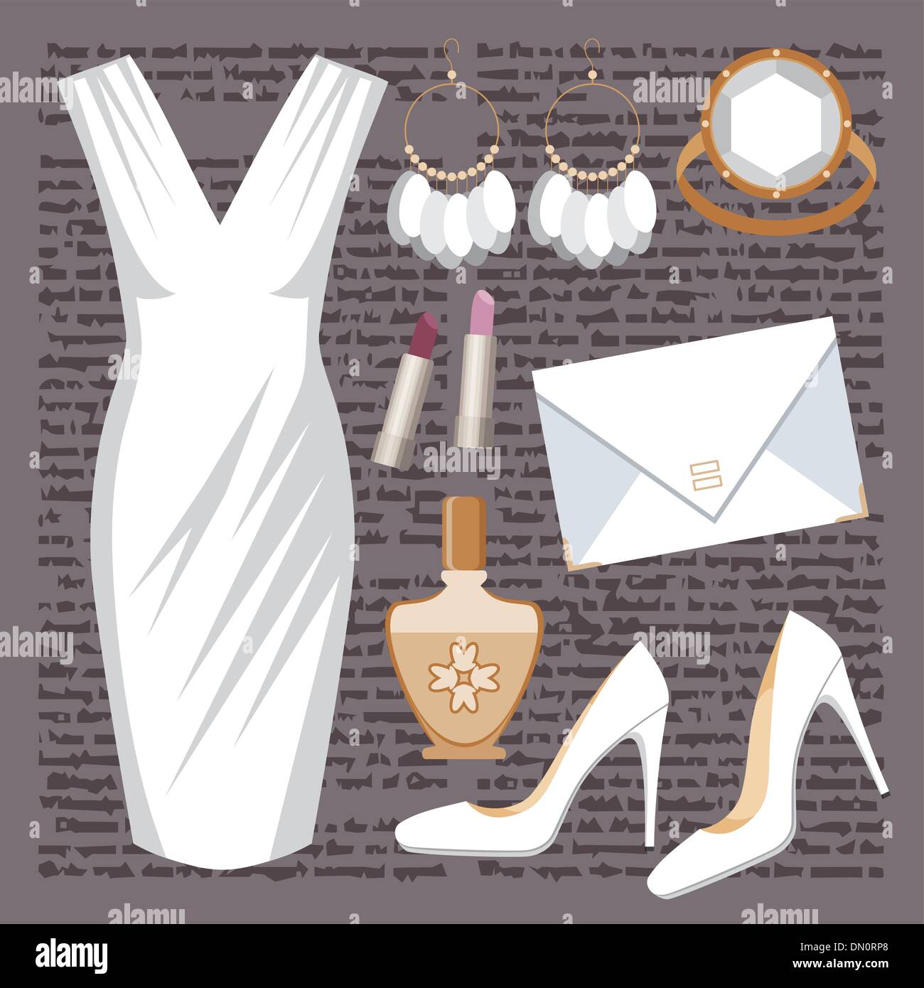 Fashion set with a dress Stock Vector