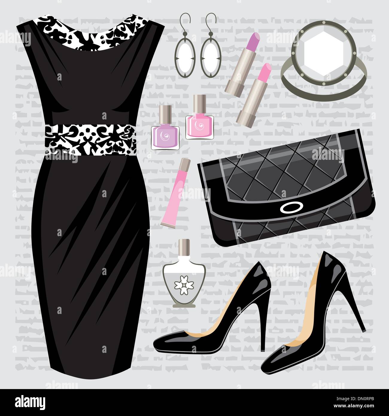 Fashion set with a dress Stock Vector