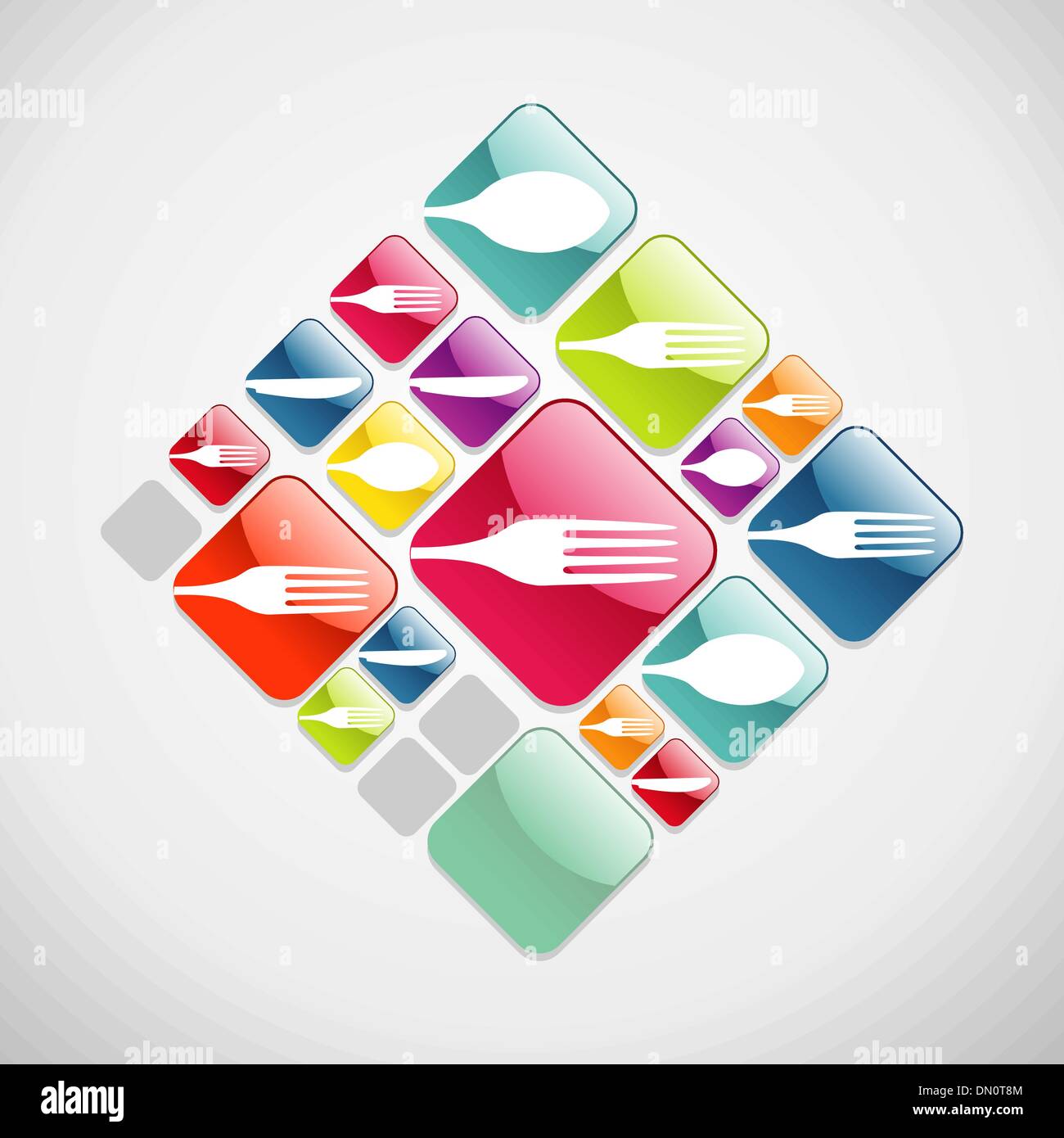 Cutlery glassy web icons background Stock Vector