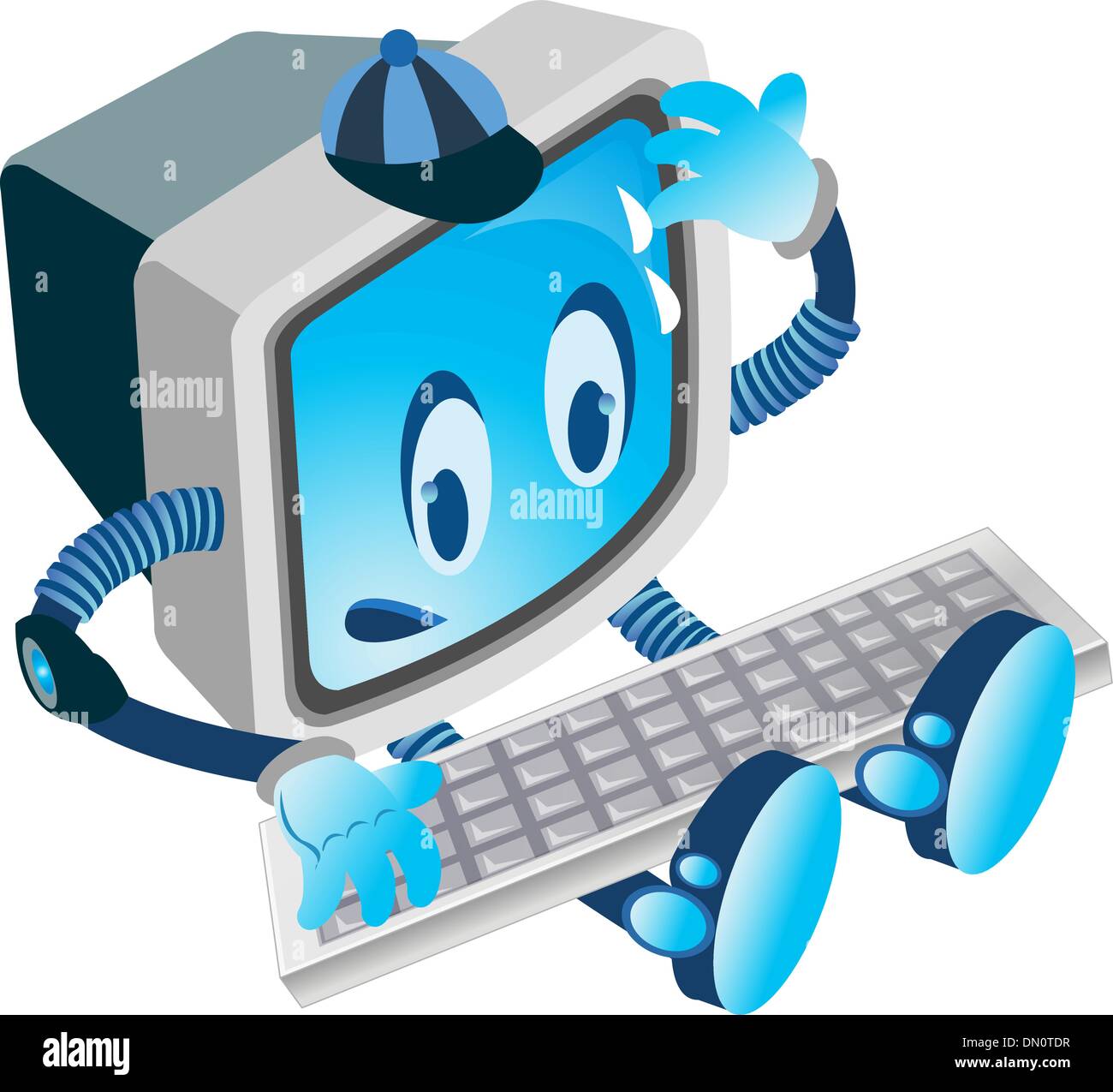 vector image of a computer with face hands and legs Stock Vector Image