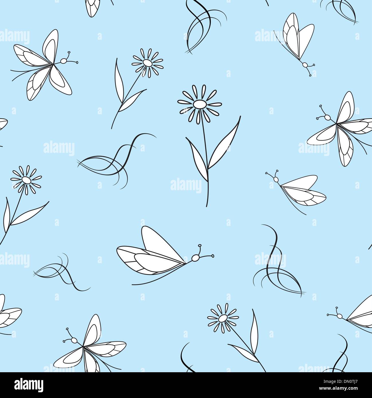 vector light blue seamless texture with butterflies Stock Vector Image ...