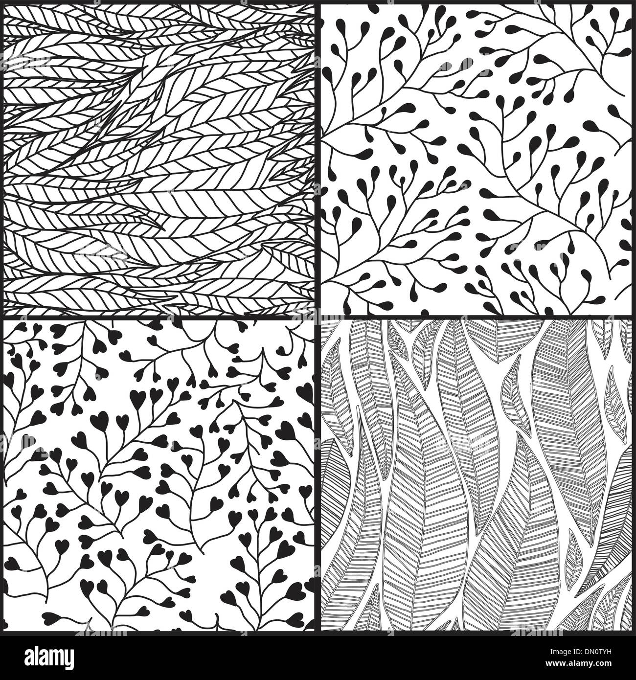 Set of four seamless abstract hand-drawn pattern Stock Vector Image ...