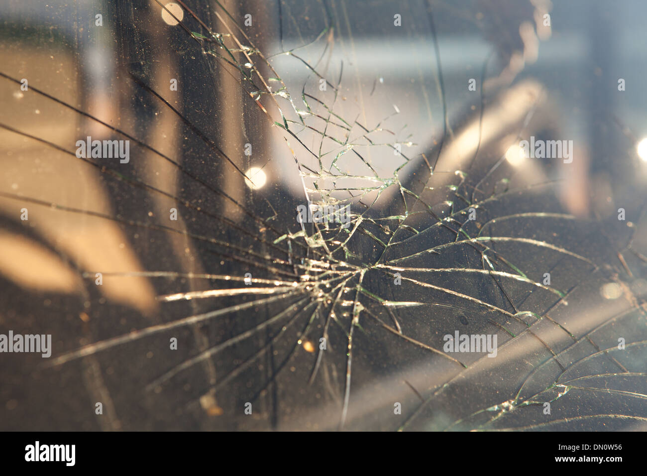 Cracked windshield after a car accident Stock Photo Alamy