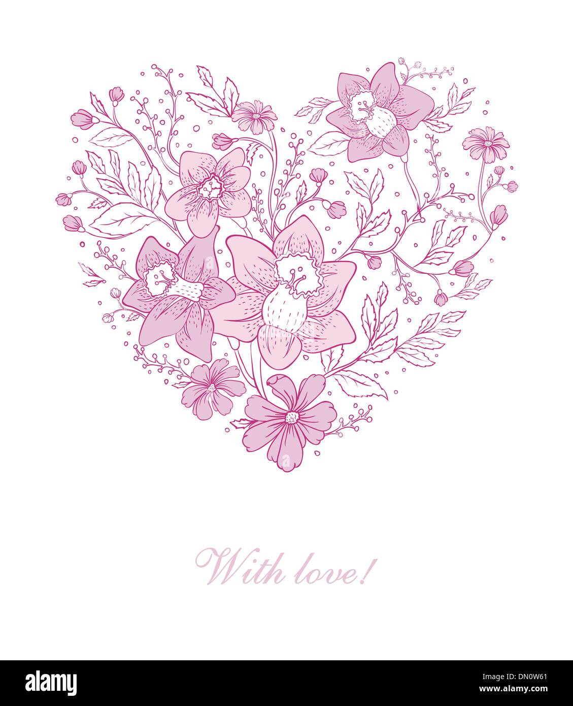 Vector illustration of Floral heart Stock Vector Image & Art - Alamy