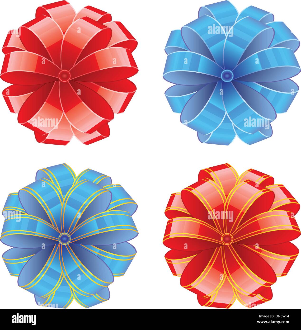 Set red bows ribbons hi-res stock photography and images - Alamy