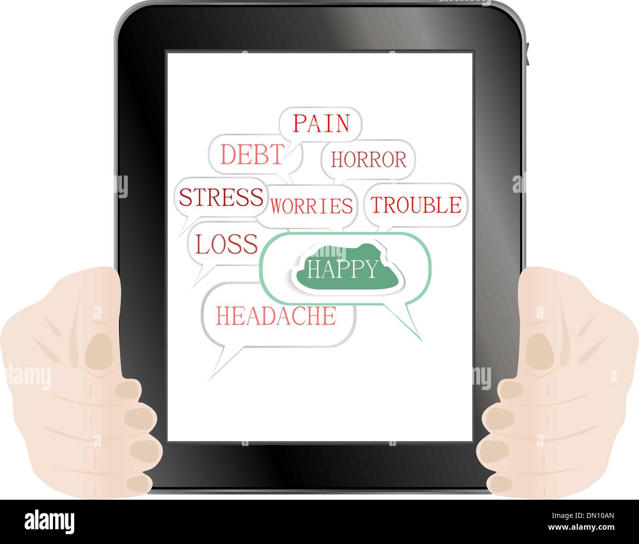 Hands holding digital tablet pc. Vector illustration Stock Vector