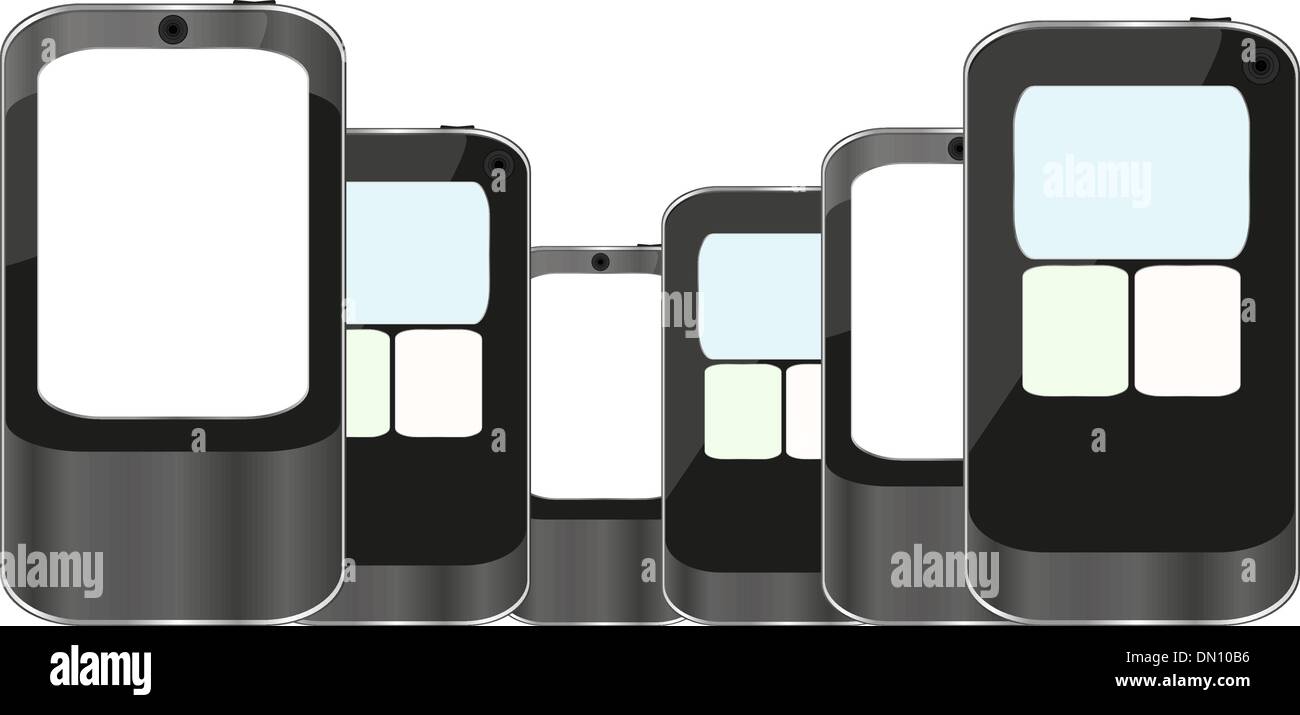 Smart Phones set isolated on white background Stock Vector