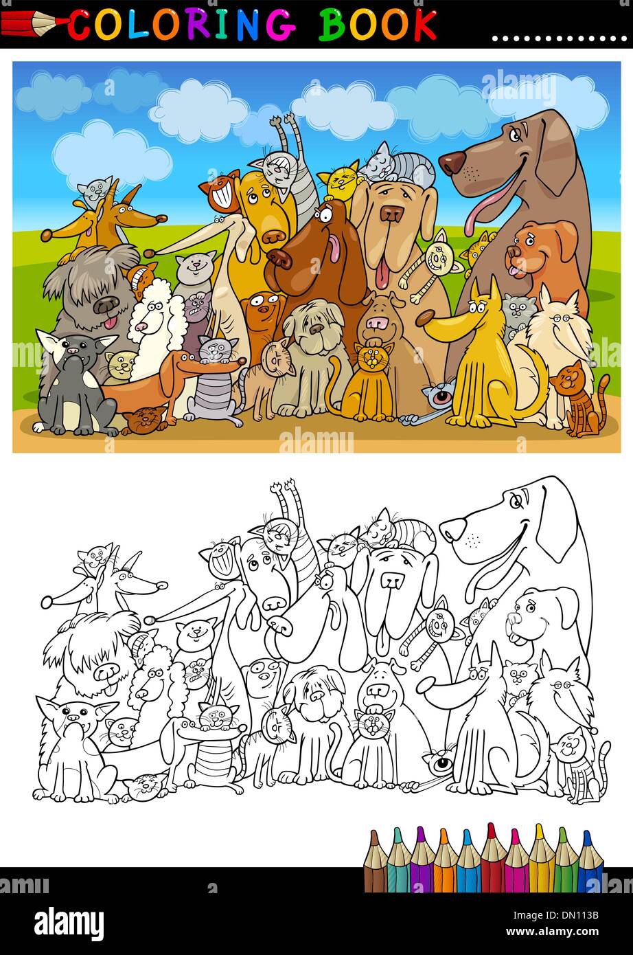 Cartoon Dogs for Coloring Book or Page Stock Vector Image &amp; Art - Alamy