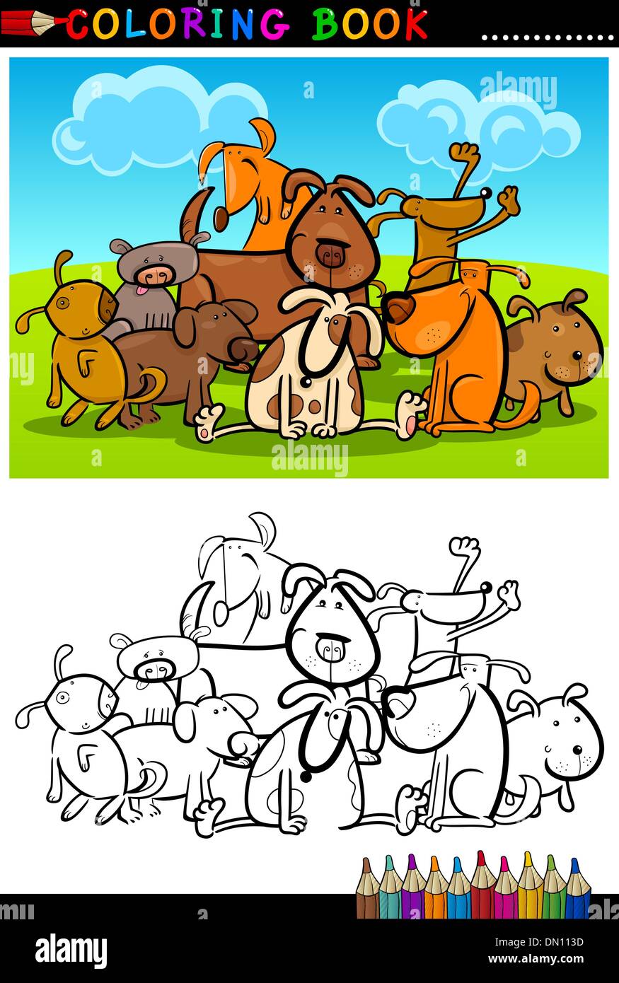 Cartoon Dogs for Coloring Book or Page Stock Vector Image & Art - Alamy