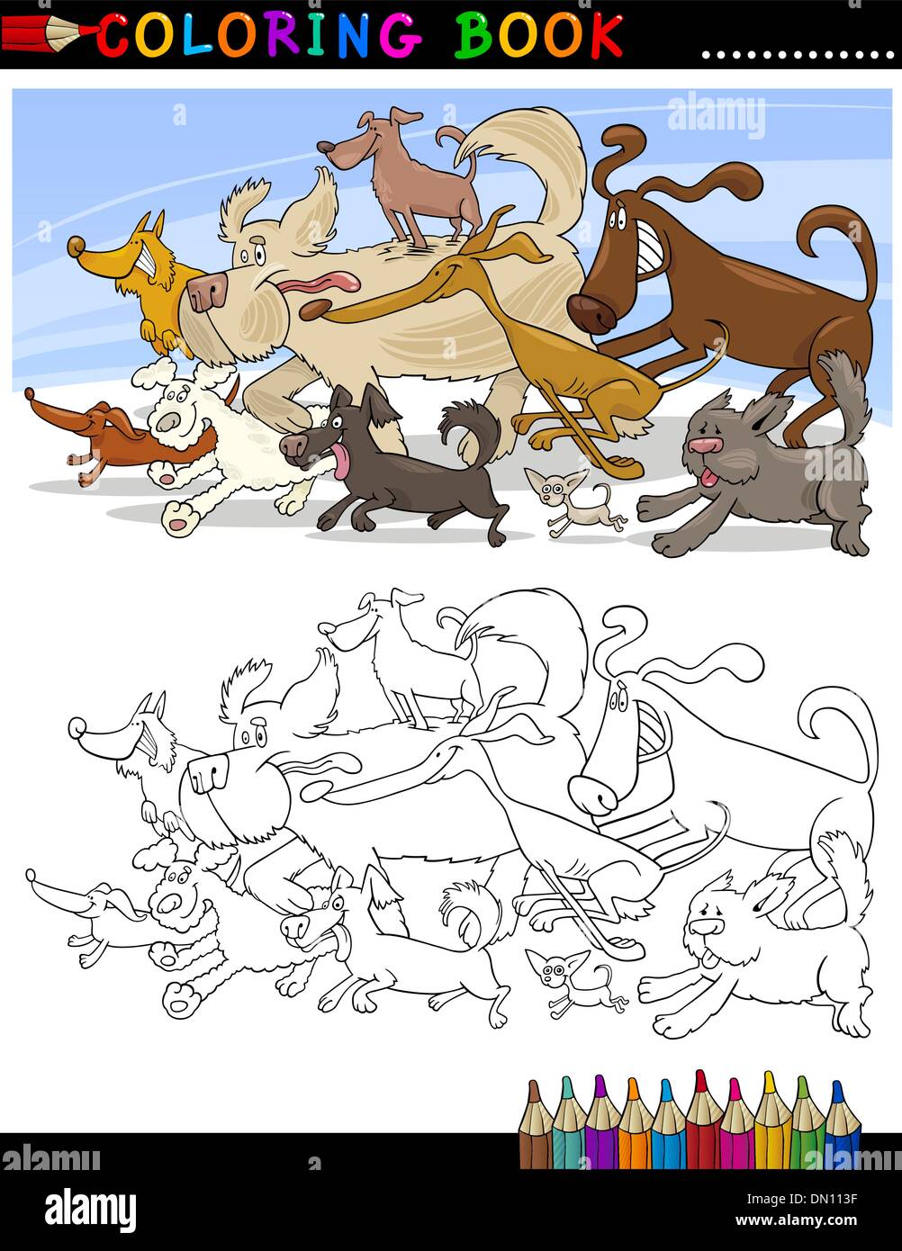 Cartoon Dogs for Coloring Book or Page Stock Vector Image & Art - Alamy