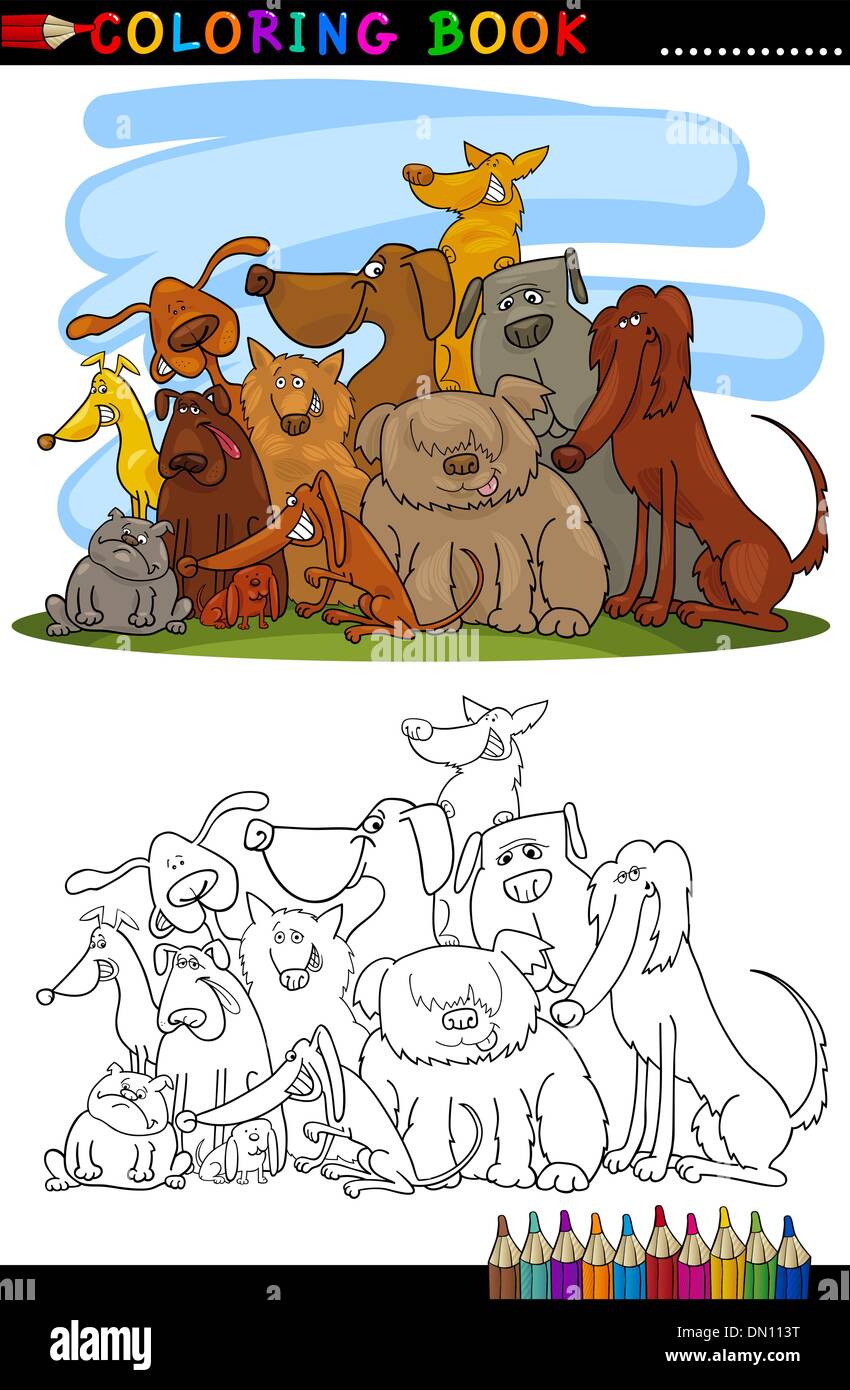 Cartoon Dogs for Coloring Book or Page Stock Vector Image &amp; Art - Alamy