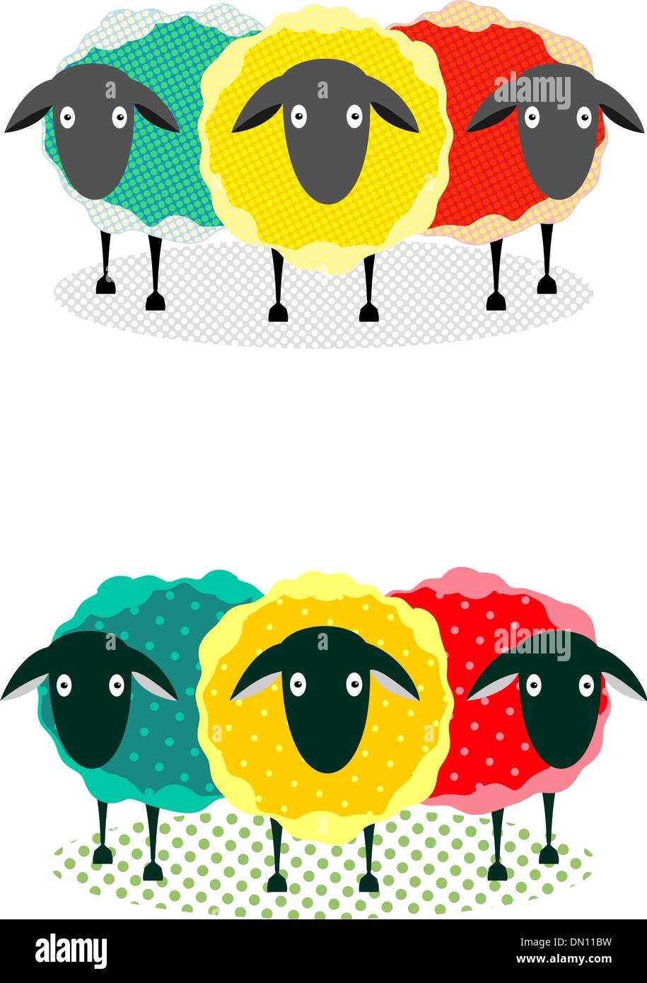 Three Sheep Illustration Stock Vector