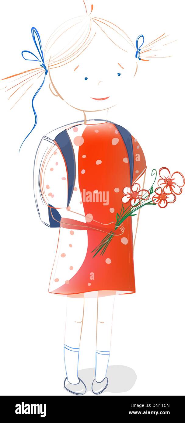 A Little Girl Going to School Stock Vector Image & Art - Alamy