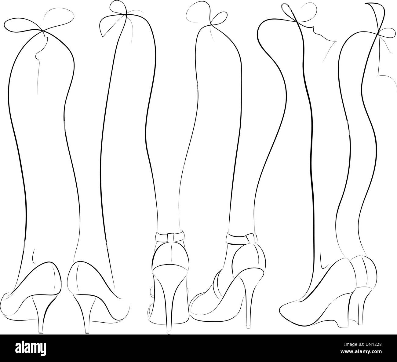 Legs in bows sketch Stock Vector