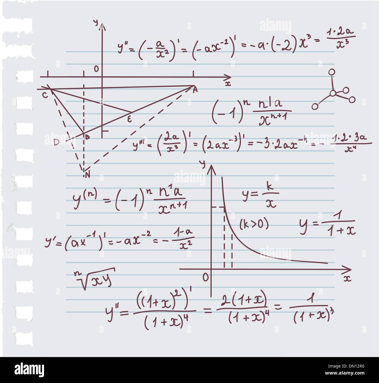Algebra doodle background Stock Vector