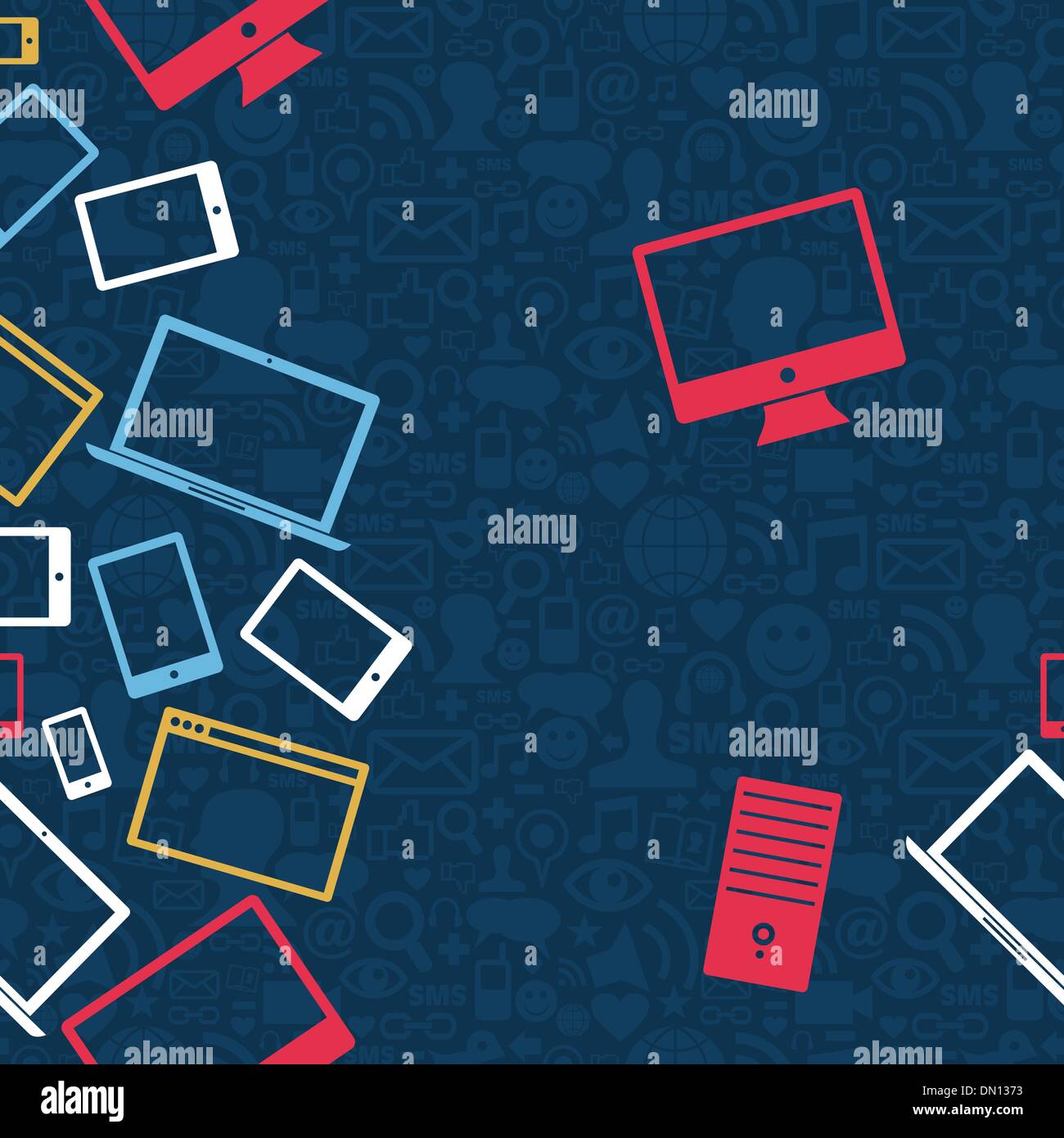 Tablet, computer and mobile icons seamless pattern Stock Vector