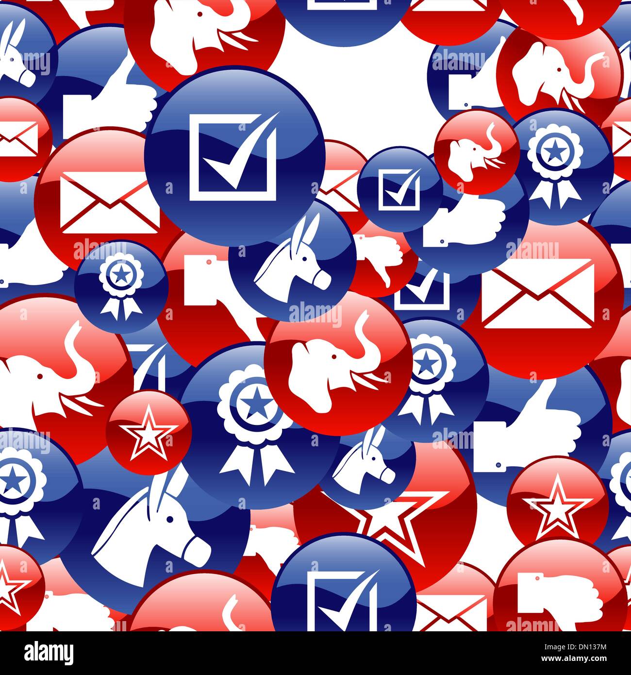 USA elections glossy icons pattern Stock Vector